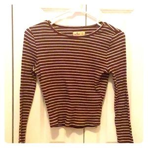 Maroon Striped Crop Top